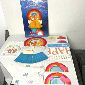 VTG 1983 Care Bears American Greetings Birthday Party Decorations Honeycomb Lot